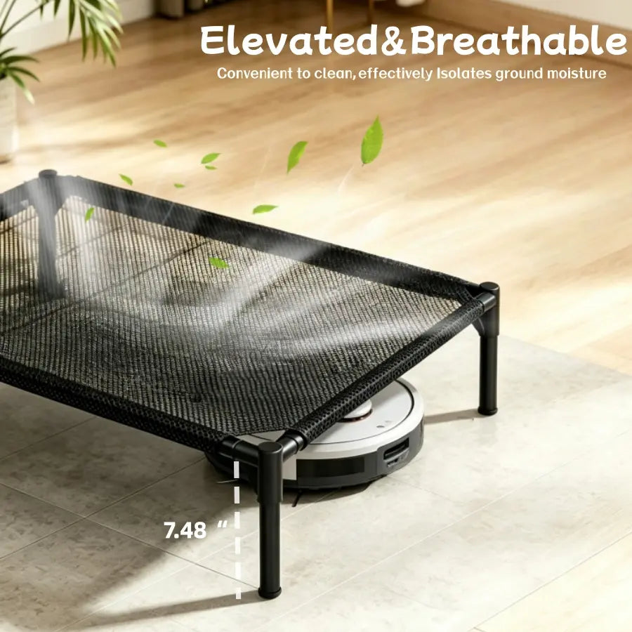 Elevated Mesh Dog Bed - Breathable Oxford Fabric Portable Cooling Cot for Indoor and Outdoor Use, Large Durable Design with Easy Installation and Cleaning