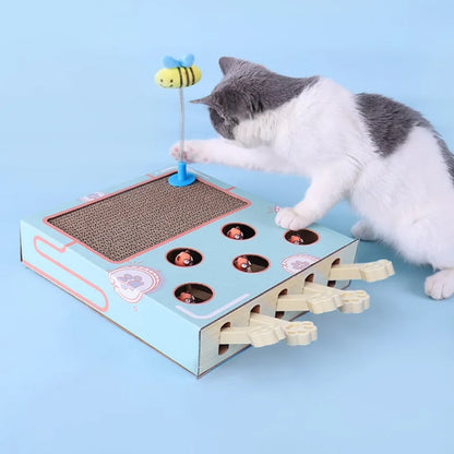 Interactive Whack-A-Mole Cat Scratching Board - Fun Multifunctional Toy for Happy, Healthy Cats!