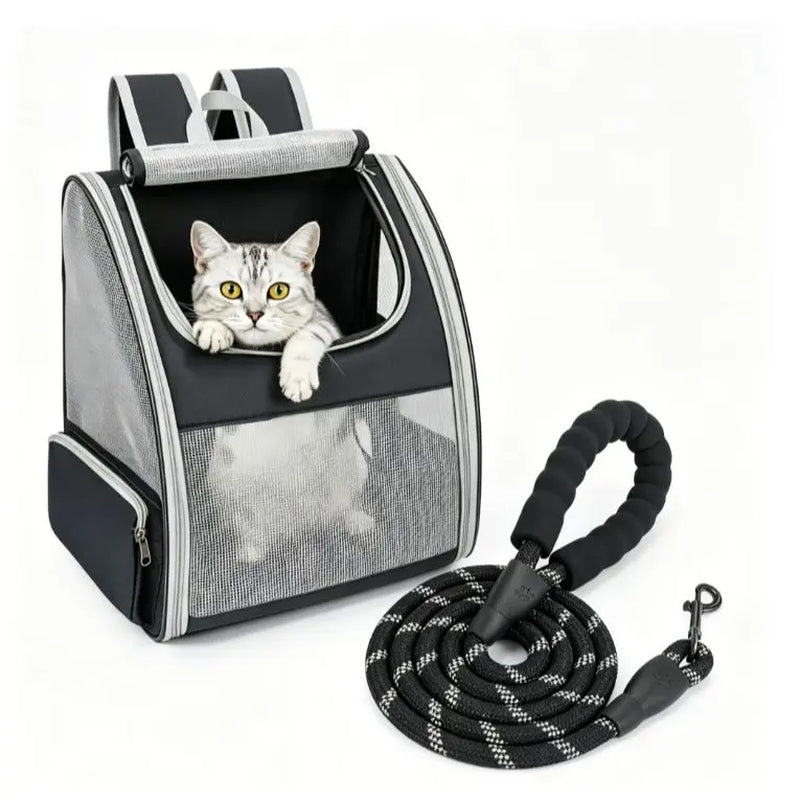 EGFSK Portable Cat Carrier Backpack for Small Pets (up to 15 lbs) - Equipped with 3 Mesh Windows, Breathable Material, Secure Buckle Closure, Detachable Straps, Dual Side Pockets, Easy-Clean Design, and Comfortable for Extended Use - Ideal for Travel, Camping, and Hiking