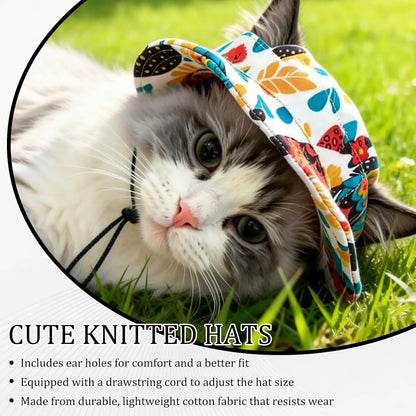 Sphynx Cat Sun Hat with Ear Hole - Summer Cowboy and Baseball Caps for Cats and Small Pets
