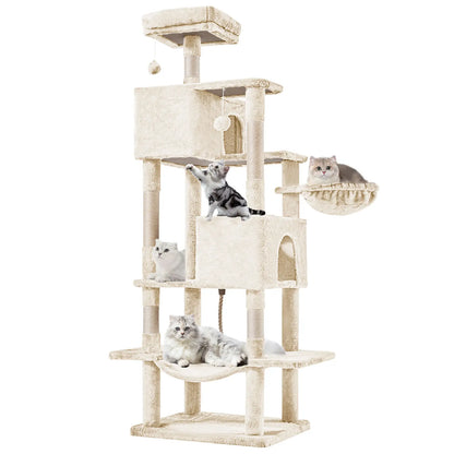 Pettrove Multi-Level Cat Tree Tower - Ultimate Indoor Playground with Scratching Post, Cozy Condo, Climbing Ladder & Plush Toy for Happy Kittens!