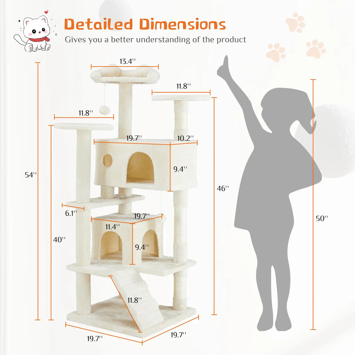 Pettrove Multi-Level Cat Tree Tower - Ultimate Indoor Playground with Scratching Post, Cozy Condo, Climbing Ladder & Plush Toy for Happy Kittens!