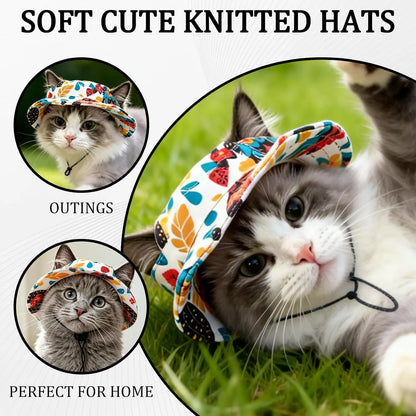 Sphynx Cat Sun Hat with Ear Hole - Summer Cowboy and Baseball Caps for Cats and Small Pets