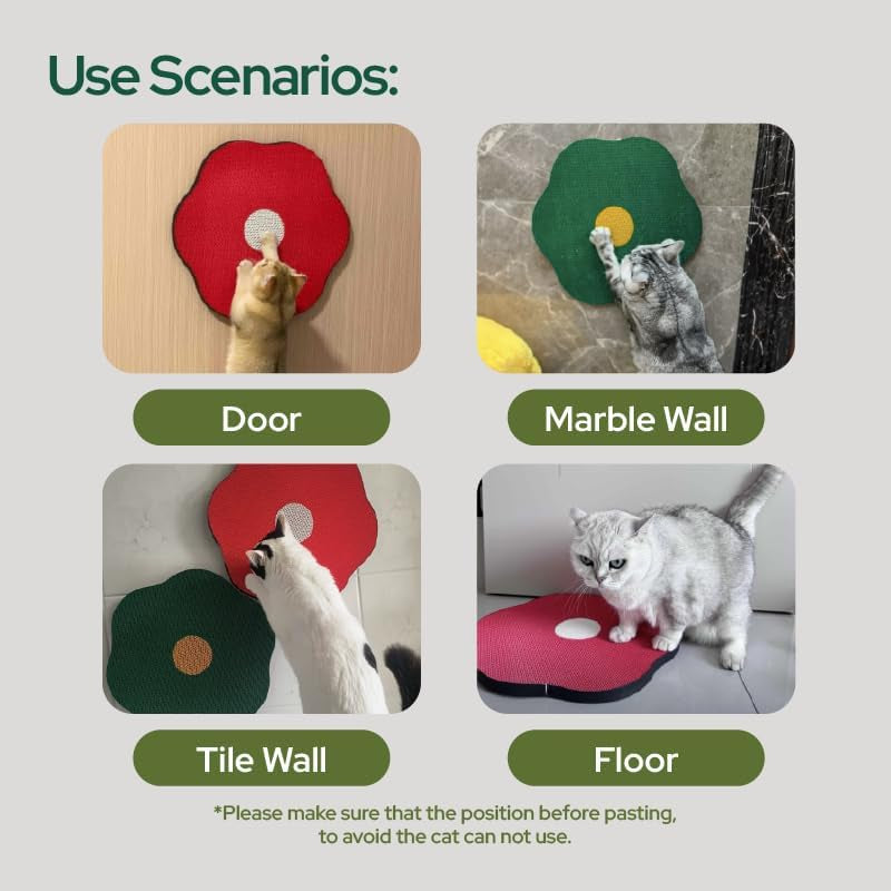 Wall Mounted Cat Scratcher for Indoor Cats, Durable Less Shedding Vertical Scratching Board for Space Saving, Grade a Kraft Corrugated, DIY Adhesive Scratch Pad, Sunny Egg Design