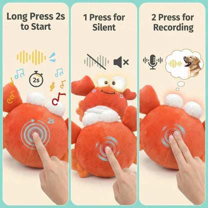 GUKCO Rechargeable Crab Interactive Dog Toy – Motion-Activated Fun with 3 Play Modes for Small to Medium Dogs, Perfect for Reducing Separation Anxiety and Teething Relief