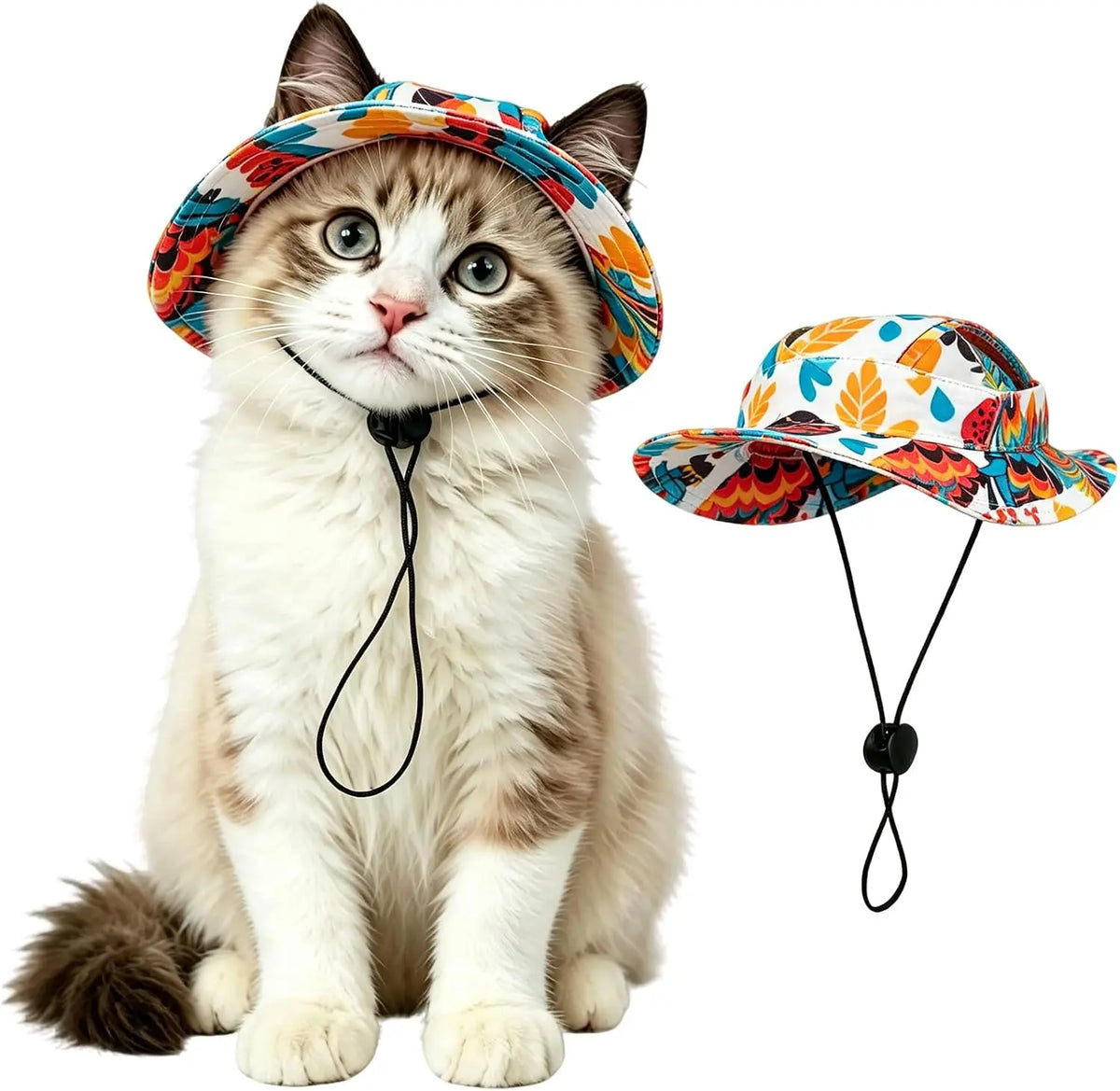 Sphynx Cat Sun Hat with Ear Hole - Summer Cowboy and Baseball Caps for Cats and Small Pets