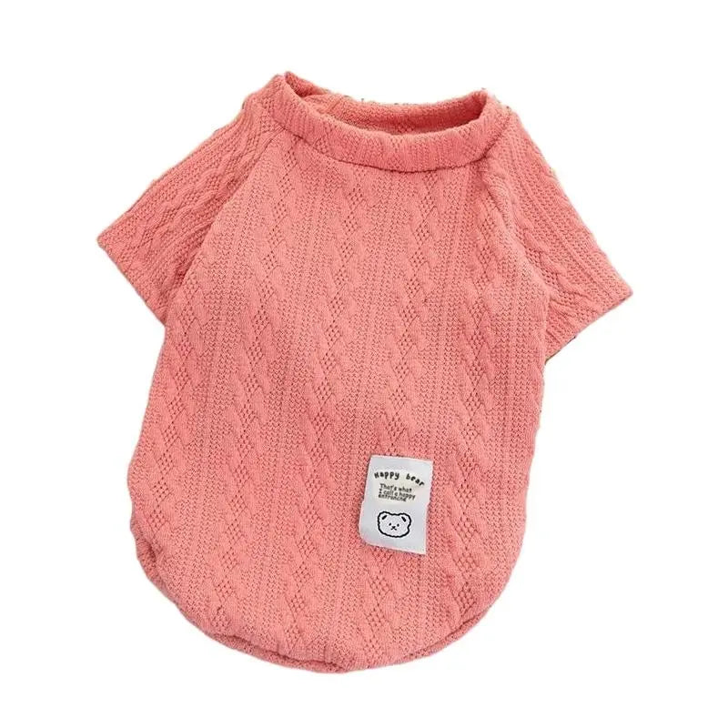Cozy Bear Pattern Knitted Dog Sweater - Winter Warmth for Small Dogs & Cats, Perfect Valentine’s Day Gift for Chihuahuas, French Bulldogs & Pugs