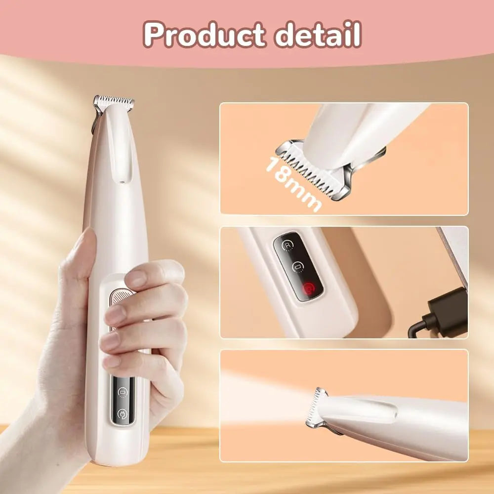 PETPUMPKIN 2025 Rechargeable Waterproof Pet Grooming Clippers for Dogs & Cats - LED Light, Washable Blade, Safe Ceramic Edge for Paws, Eyes & Ears