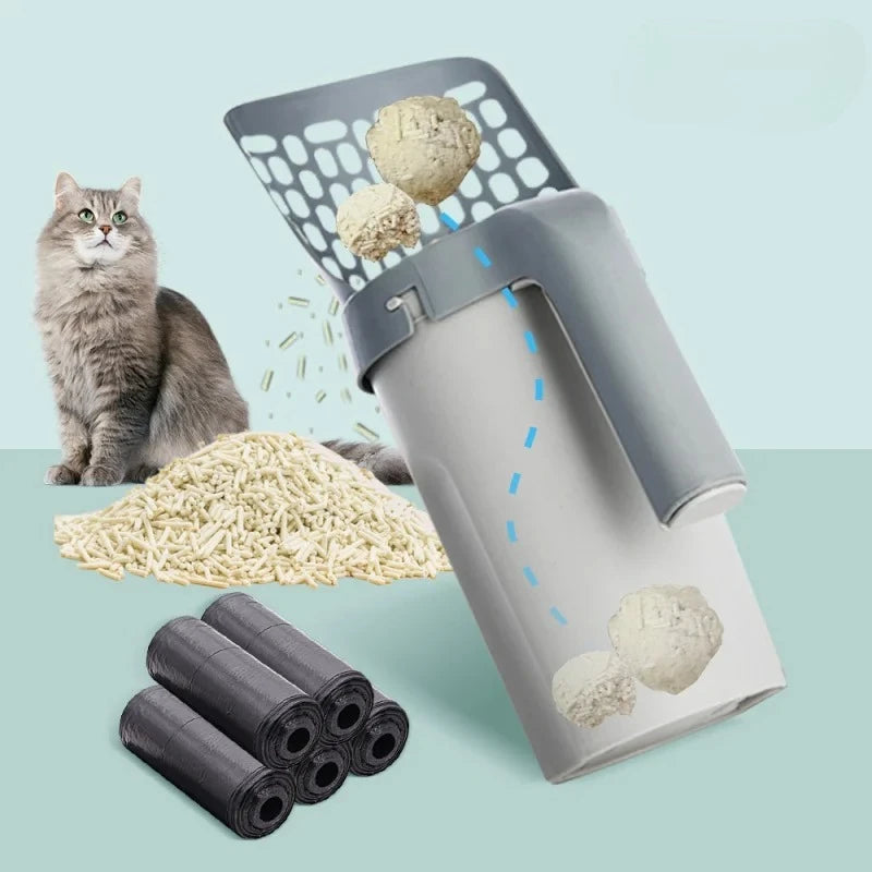 Premium Cat Litter Scoop with Refill - Eco-Friendly Pet Cleaning Tool for Easy Cat Waste Management