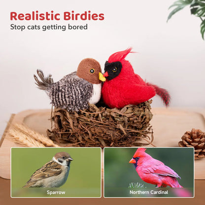 Potaroma 2-Pcs Chirping Bird Cat Toys - Interactive Silvervine Kickers for Fun Indoor Play & Exercise!