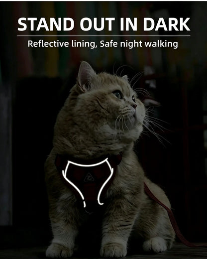 Ultimate Escape Proof Cat Harness & Leash Combo - Adjustable, Reflective, Breathable Mesh Vest for Safe Summer Walks!