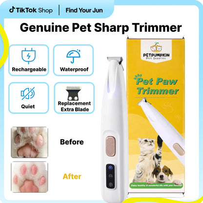 PETPUMPKIN 2025 Rechargeable Waterproof Pet Grooming Clippers for Dogs & Cats - LED Light, Washable Blade, Safe Ceramic Edge for Paws, Eyes & Ears