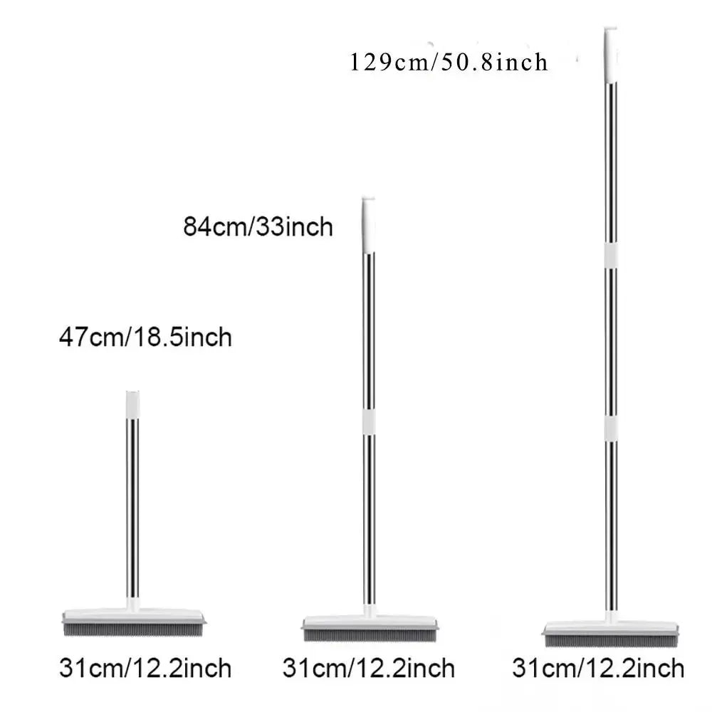 Adjustable 2-in-1 Broom & Squeegee - Perfect for Indoor & Outdoor Cleaning, Pet Hair Removal, Soft Rubber Bristles