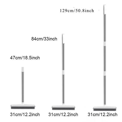Adjustable 2-in-1 Broom & Squeegee - Perfect for Indoor & Outdoor Cleaning, Pet Hair Removal, Soft Rubber Bristles