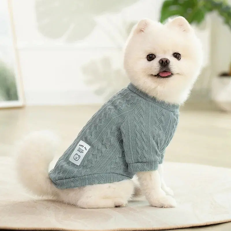 Cozy Bear Pattern Knitted Dog Sweater - Winter Warmth for Small Dogs & Cats, Perfect Valentine’s Day Gift for Chihuahuas, French Bulldogs & Pugs