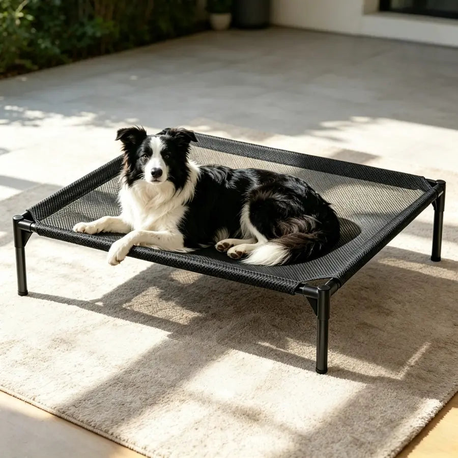 Elevated Mesh Dog Bed - Breathable Oxford Fabric Portable Cooling Cot for Indoor and Outdoor Use, Large Durable Design with Easy Installation and Cleaning