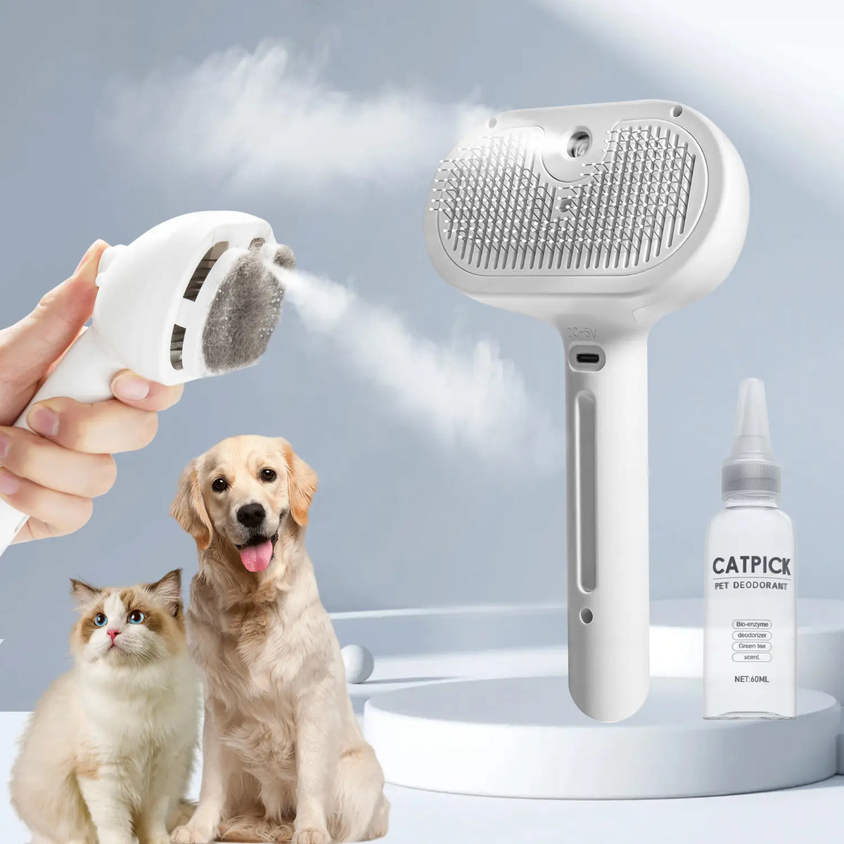 Ultimate Pet Hair Removal Comb - 2-in-1 Brush & Massage Tool for Cats and Dogs with Shedding Button