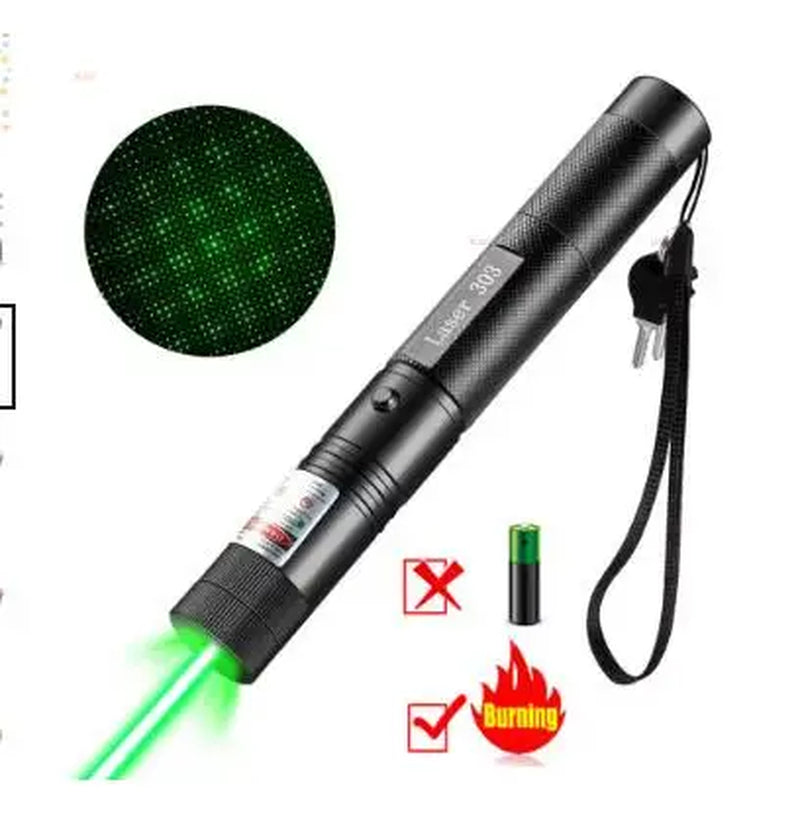 Powerful 532Nm Green Laser Light Pointer - 10000M Range, Focusable, Perfect for Hunting, Cat Play, and Outdoor Adventures!