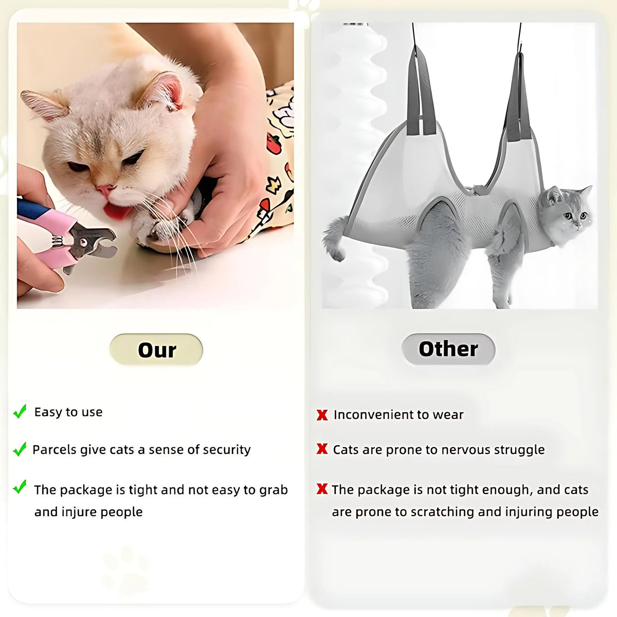 Supetspaw Reusable Cat Grooming Wrap – Stress-Free Nail Clipping & Care Solution, Washable Self-Adhesive Restraint for Cats, Perfect for Grooming, Medication & Travel Storage