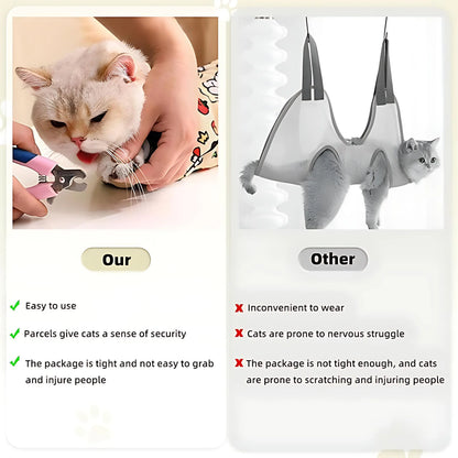 Supetspaw Reusable Cat Grooming Wrap – Stress-Free Nail Clipping & Care Solution, Washable Self-Adhesive Restraint for Cats, Perfect for Grooming, Medication & Travel Storage