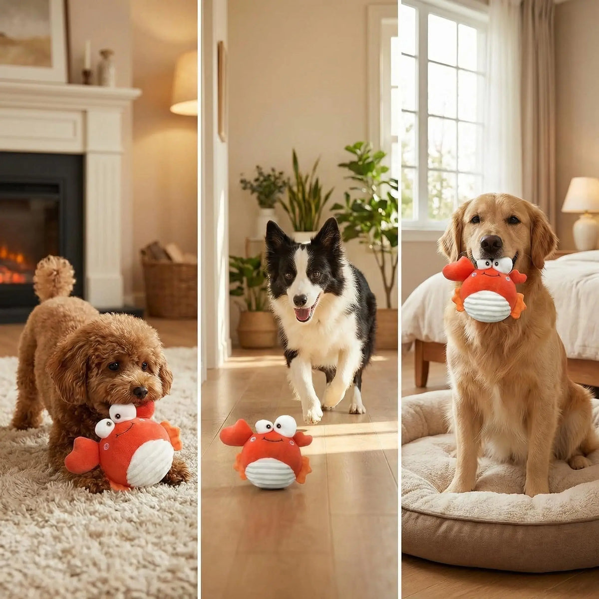 GUKCO Rechargeable Crab Interactive Dog Toy – Motion-Activated Fun with 3 Play Modes for Small to Medium Dogs, Perfect for Reducing Separation Anxiety and Teething Relief