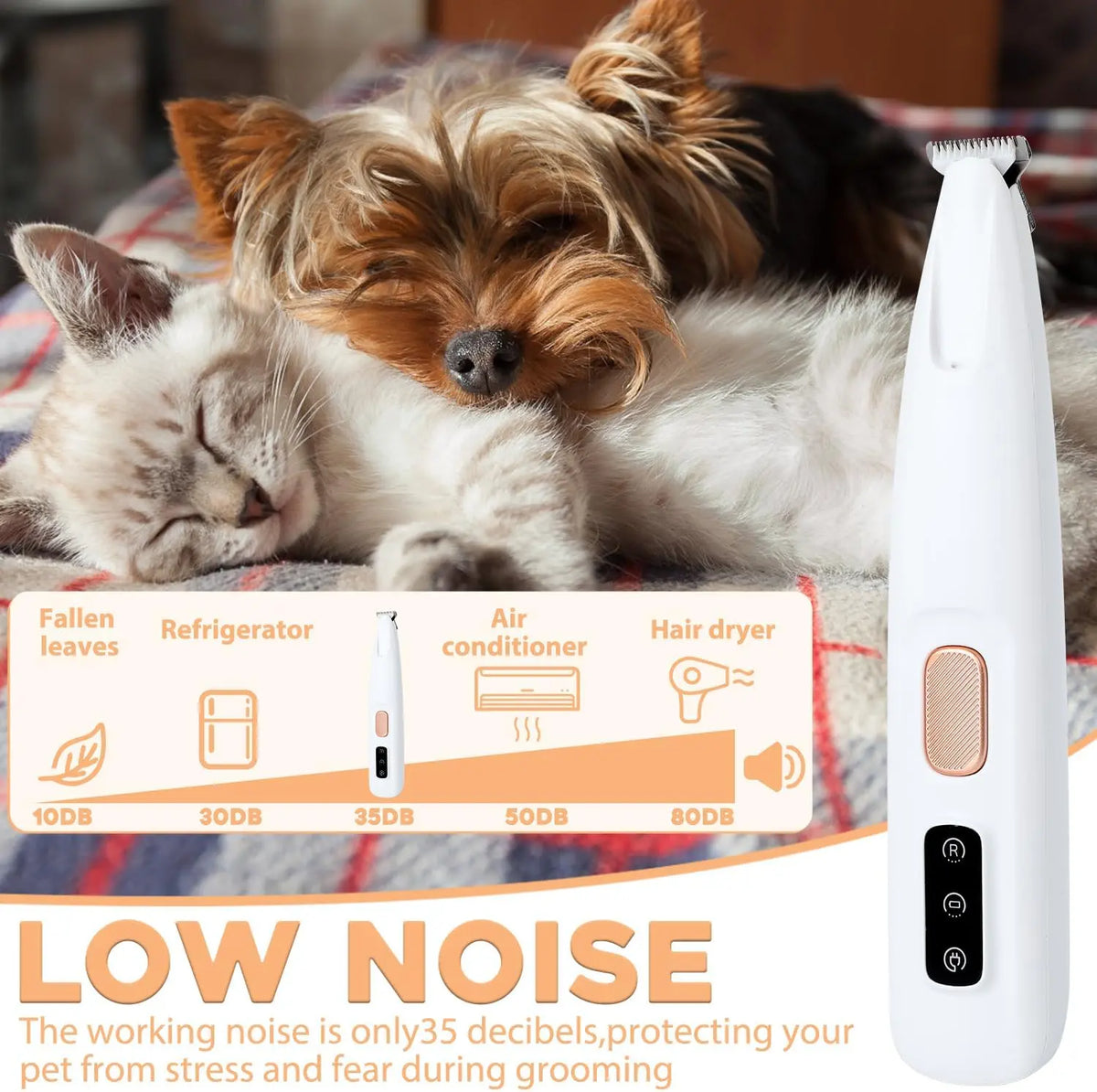 PETPUMPKIN 2025 Rechargeable Waterproof Pet Grooming Clippers for Dogs & Cats - LED Light, Washable Blade, Safe Ceramic Edge for Paws, Eyes & Ears
