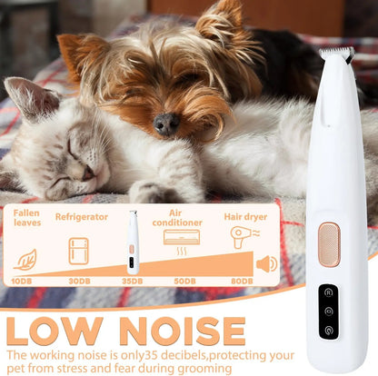 PETPUMPKIN 2025 Rechargeable Waterproof Pet Grooming Clippers for Dogs & Cats - LED Light, Washable Blade, Safe Ceramic Edge for Paws, Eyes & Ears